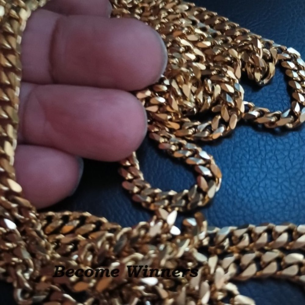 2PK Adorable Hot New 6mm Women's Gold Stylish 24" Precious Steel Necklaces